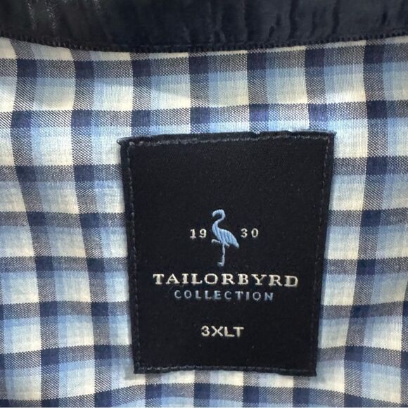 Tailorbyrd Mens 100% Cotton Long Sleeve Button Up Blue Plaid Shirt Size 3XLT - Picture 4 of 7